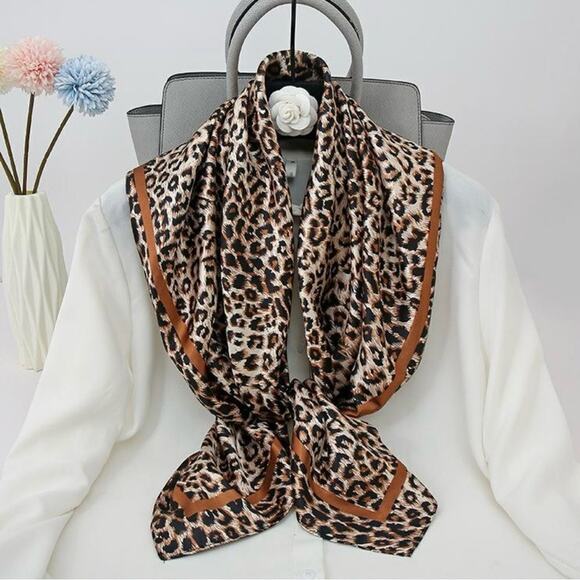 Accessories - Leopard Print Silk Scarf Bandana